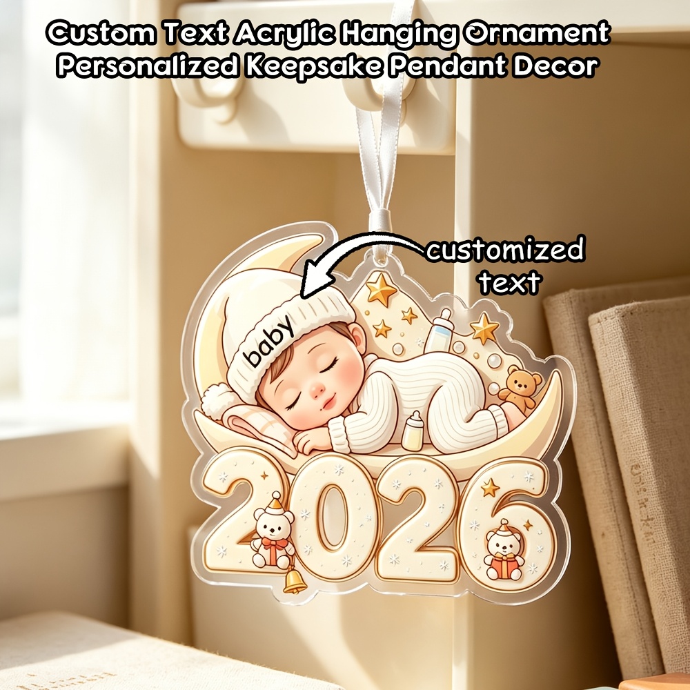 Personalized 2D Flat Acrylic Keepsake Ornament with Name/Text & Hat Decoration