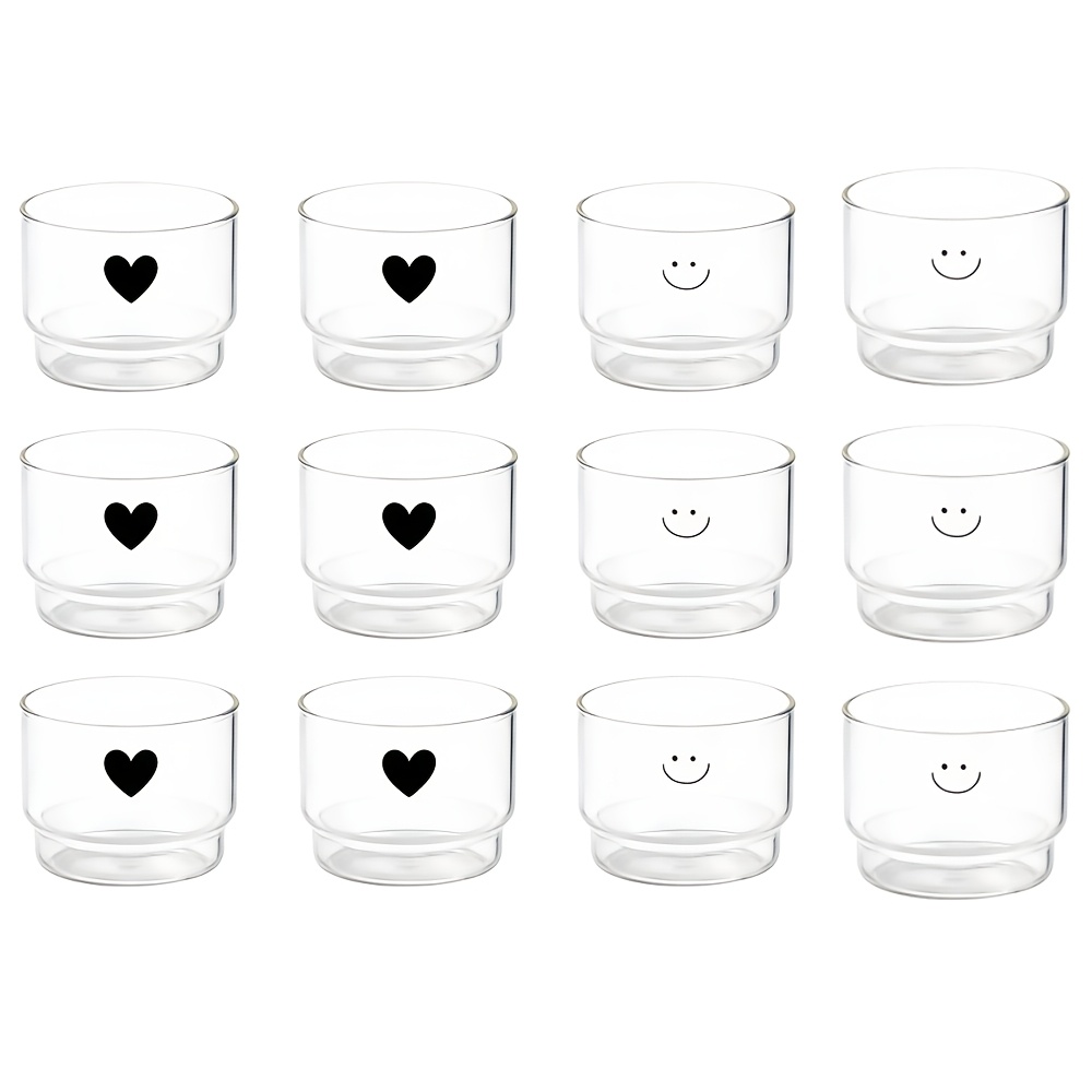 6/12pcs Breakfast Glass Cup With Spoon, 350ml/10.25oz Stackable Drinking Glasses For Drinks, Juice, Milk, Oatmeal, Ice Cream, Coffee Cup, Cocktail And Drinks, Great For Parties, Home Kitchen Supplies