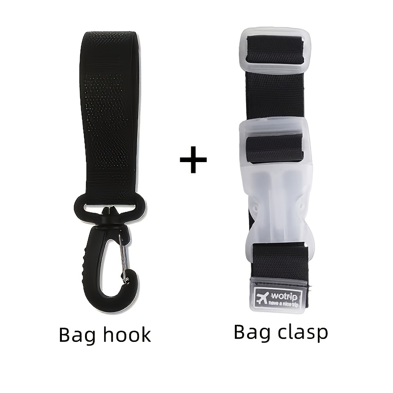 TEMU 2pcs (bag Hook + Bag Latch) Portable Travel Bag Hangers, Suitable For Small Trolleys And Small Luggage Boxes, Anti-drop Bag Latches, Bag
