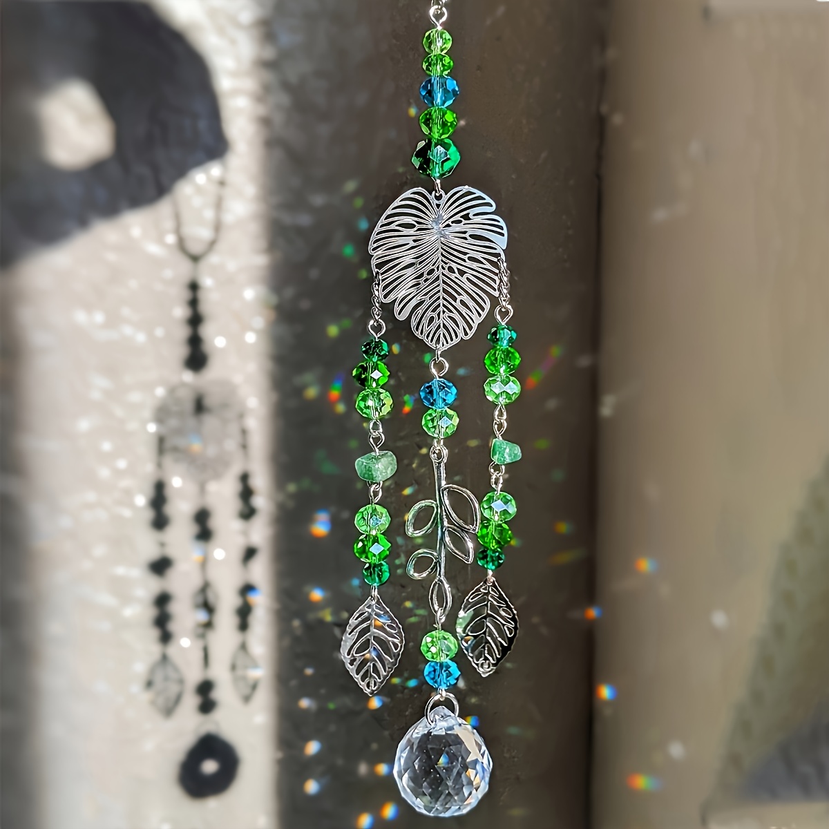 1pc Bohemian Crystal Leaf Sun Suitable For - Leaf-shaped Tree Of Life Hanging Decor With , /outdoor Plant Ornament For, Gardens & Christmas Decorations