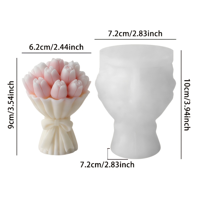 TEMU Stampo per candele a bouquet di tulipani per matrimoni e fai da te - Stampo per fiori in con realistico candele di aromaterapia, artigianato in