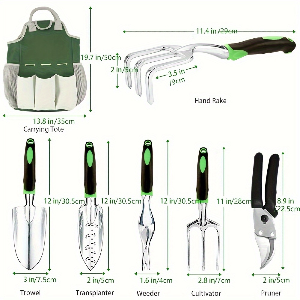 Juego de herramientas de jardín, juego de herramientas de jardinería de  acero inoxidable resistente, con agarre antideslizante, bolsa de