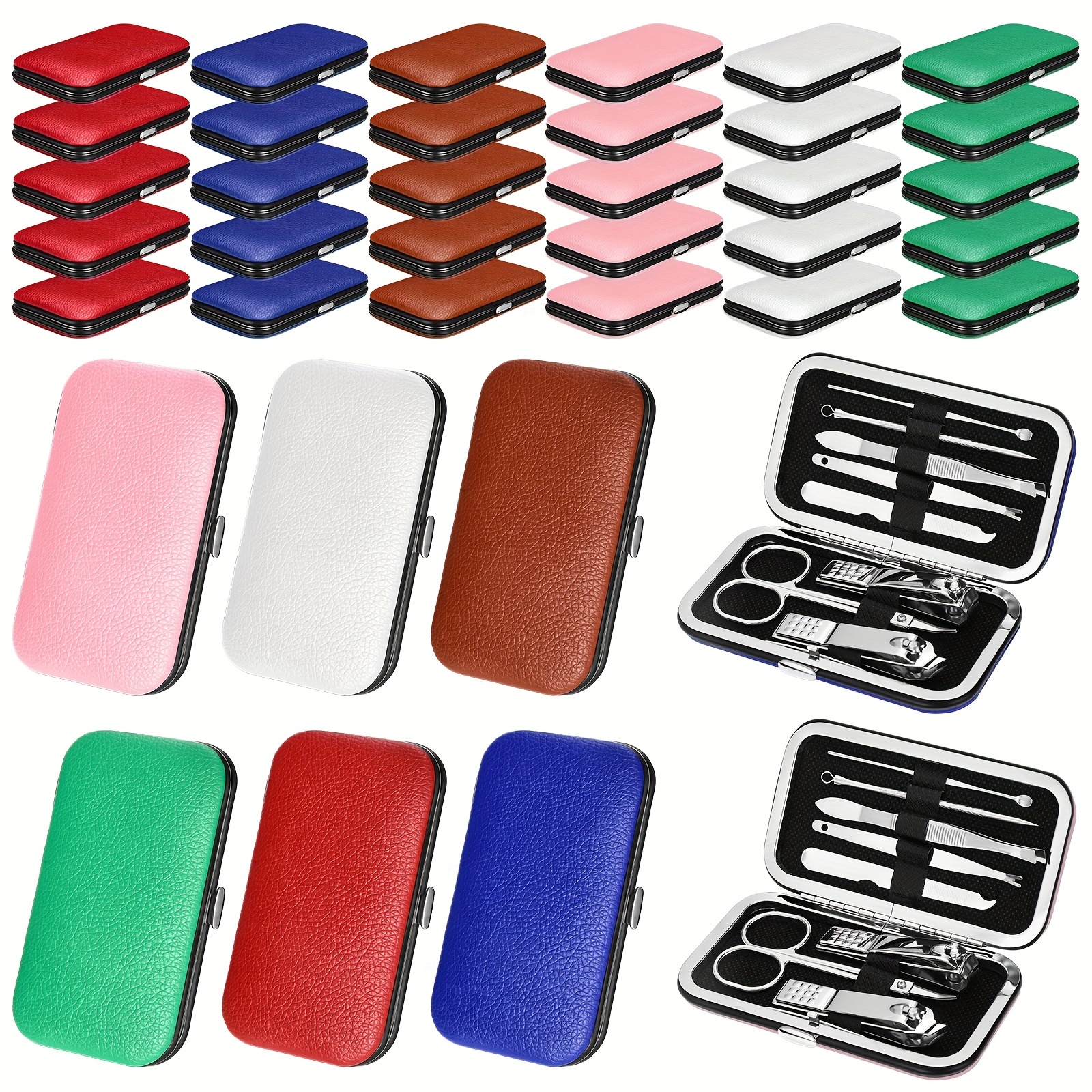 30 Sets Bulk Gifts For Women Manicure Set Bulk Professional Nail Care Kit Nail Clippers Kit 8in 1 Stainless Steel Pedicure Set With Travel Case For Women Men ( Rind Print)