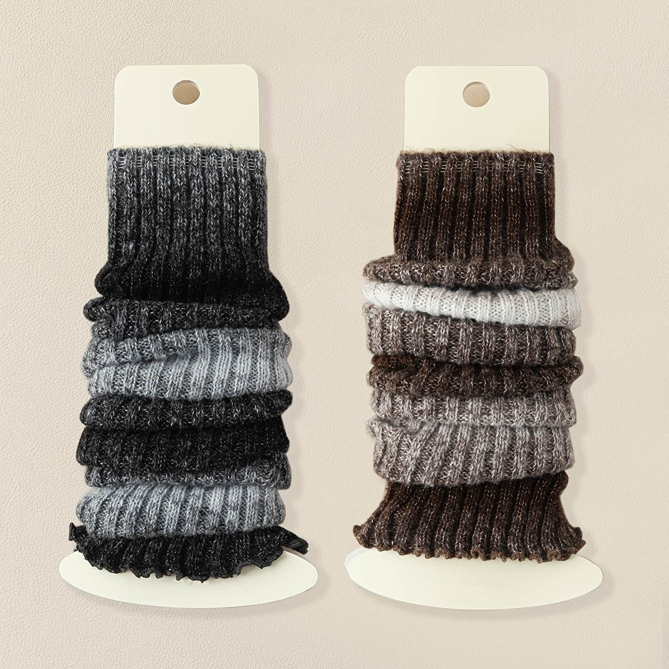 TEMU 1/2/3/4 Pairs Of Women's Gradient Color Sock Covers, Thickened For Autumn And Winter, With Piled-up Calf Socks, Vintage Leg Guards, Fashion,
