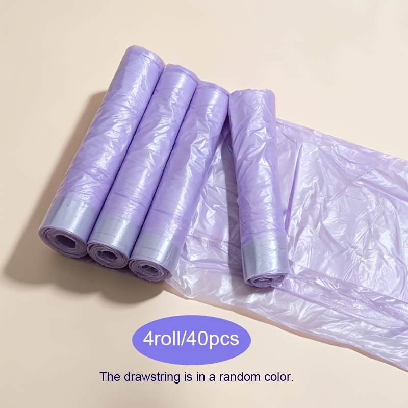 TEMU 4 Rotoli/40 Pezzi Sacchi per Immondizia con Coulisse Colori Casuali, Sacchetti Monouso in Plastica per Trasporto, Sacchetti per la Conservazione