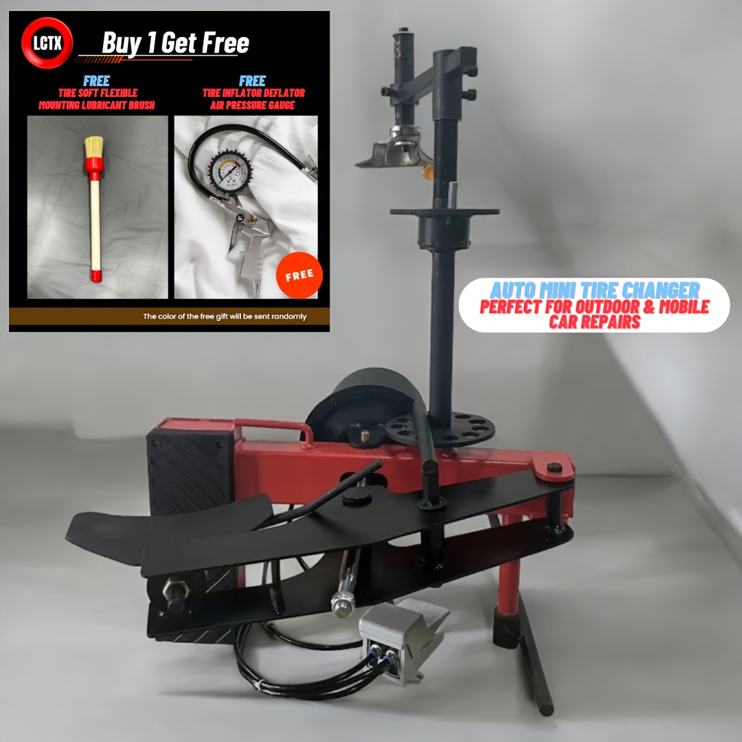 

Conquer Roadside Emergencies With No Electricity Needed! Air Pressure Auto Mini Tire Changer Perfect For Outdoor & Repairs Handles 12-21" Tires, 39" Max Wheel Free 170psi Air Compressor Gauge