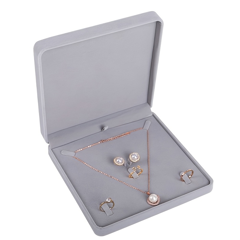 velvet jewelry set box size necklace ring earrings bracelet Temu