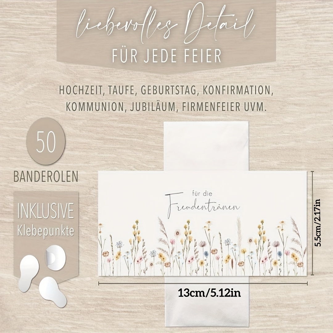 Image of 50pcs, Handkerchief Ribbon, With For Easy Finishing - Wedding Handkerchief - Retro - Church Handkerchief - Wedding -