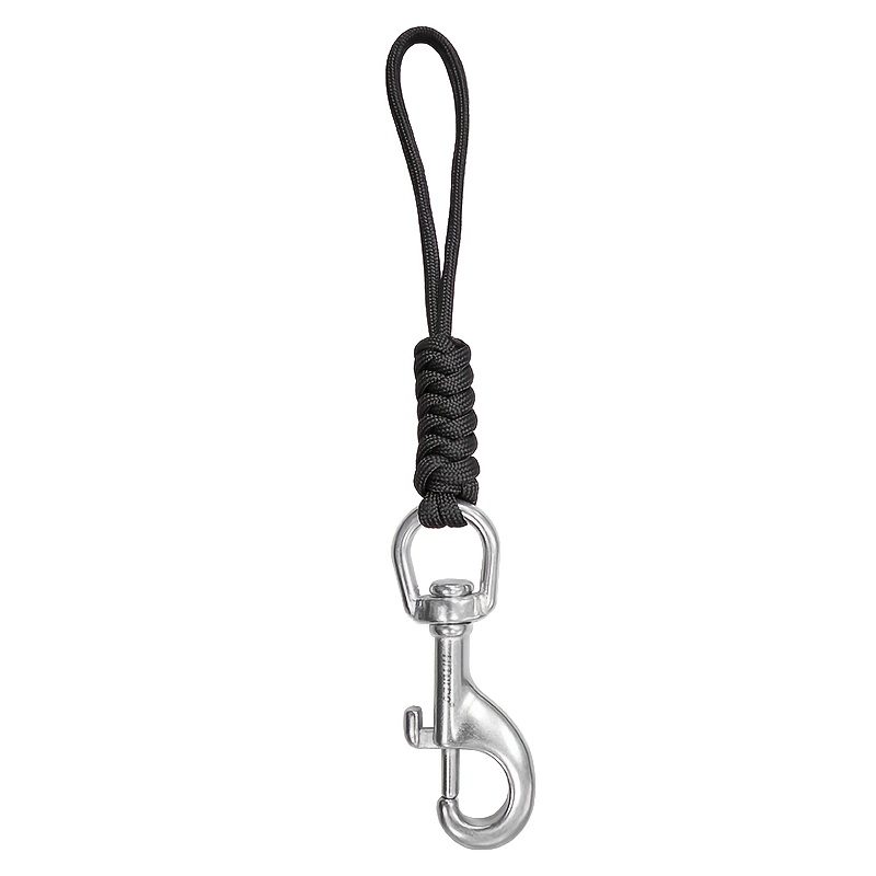 Image of Hiturbo Anti-lost Safety Rope Snap Hook Clip With Braided Rope Lanyard Steel Scubas Diving Bolts Snap Hook Durable Diving Rope
