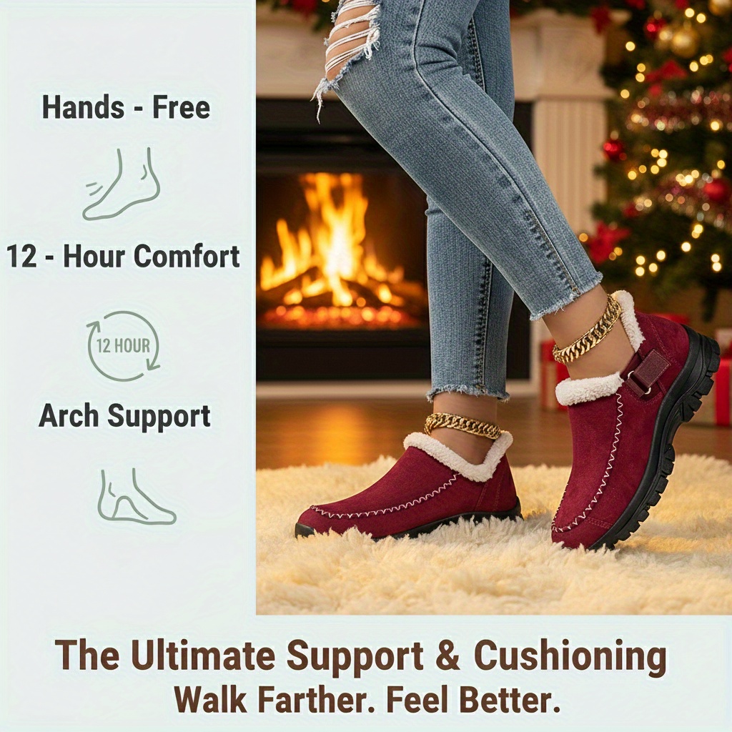 warm lined snow boots for women winter slippers with anti slip rubber sole cozy indoor outdoor house shoes comfortable slip on mules for cold weather thermal plush lining home loafers christmas gift cold weather footwear   slippers 5