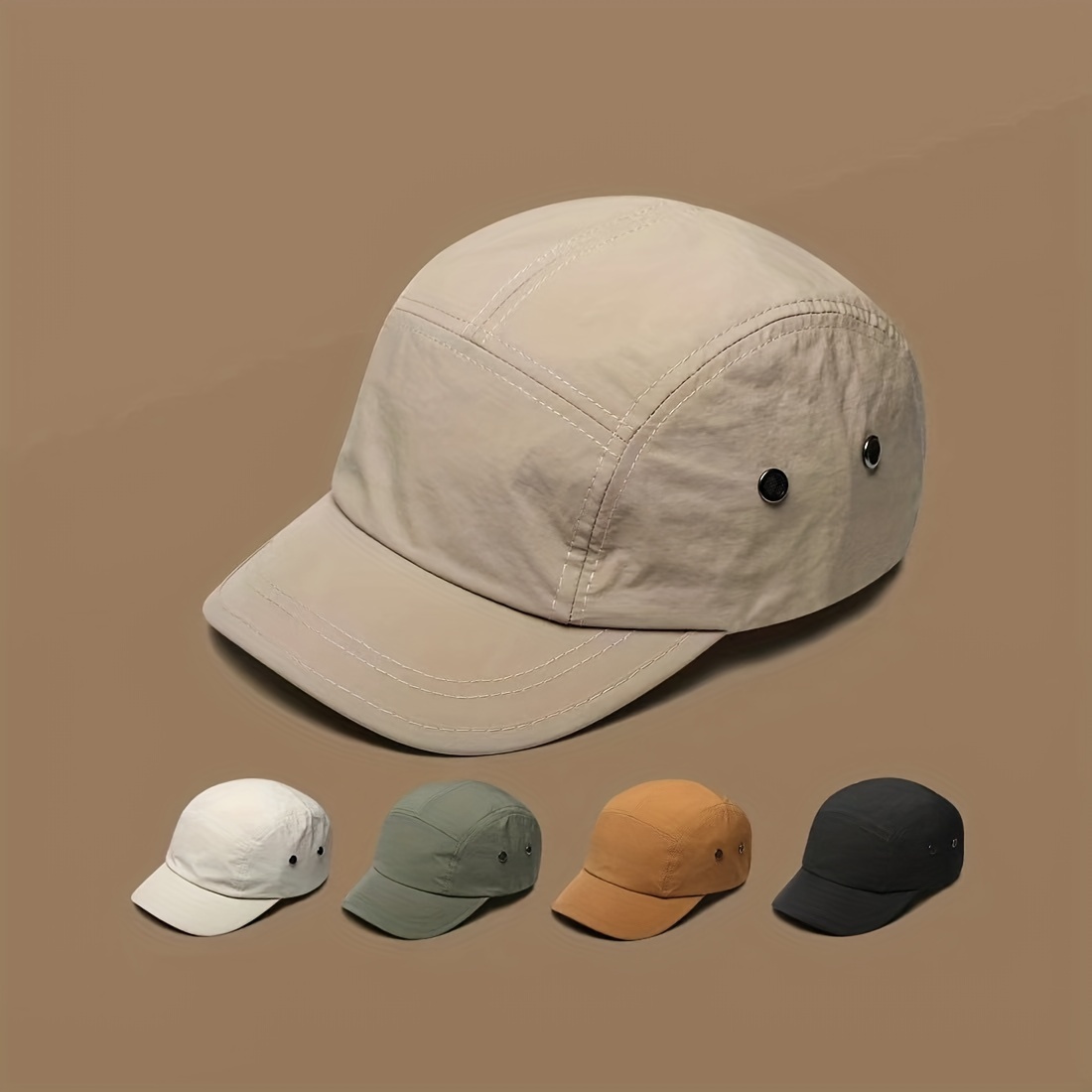 

Summer Quick-drying Waterproof Baseball Cap Men's Trendy Thin Breathable Short Brim Five-piece Hat Large Head Circumference Light Board Duckbill Cap