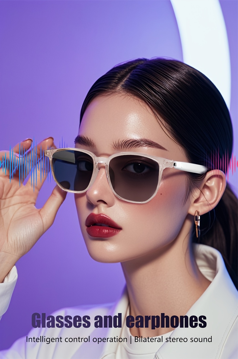 2025 wireless smart glasses auto dimming lens touch control built in microphone high resolution audio wireless rechargeable battery great for office outdoors sports driving music hands free phone ideal holiday gift Product details 2