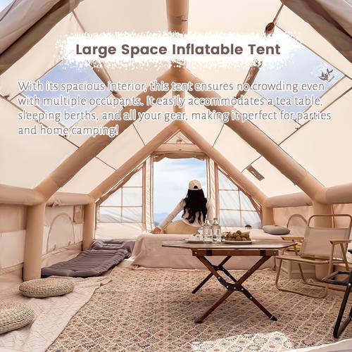 pakicetus quick setup inflatable camping tent for 4 6 person family summer glamping inflatable house with breathable mesh and quick air flow double door large sunroof suitable for camping hiking and backpacking