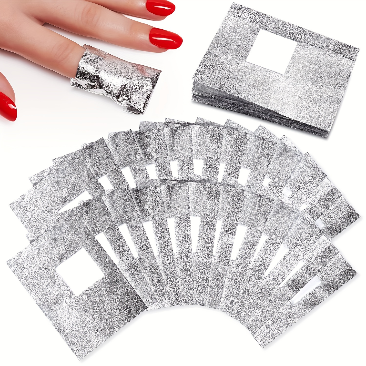 

100-pack Aluminum Foil Nail Polish Remover Pads, 1.2 Inch Pre-attached Cottonless Pads, Non-acetone Nail Polish Remover For Gel Polish, Acrylic Powder, Dip Powder, Nail Glue, Salon Nail Care Supplies