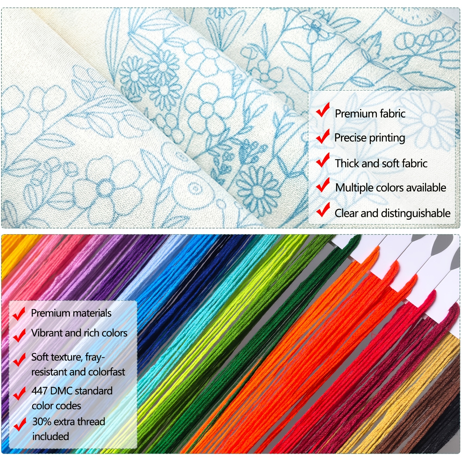 Printed Embroidery Kit with Aurora Dance Pattern for Beginners