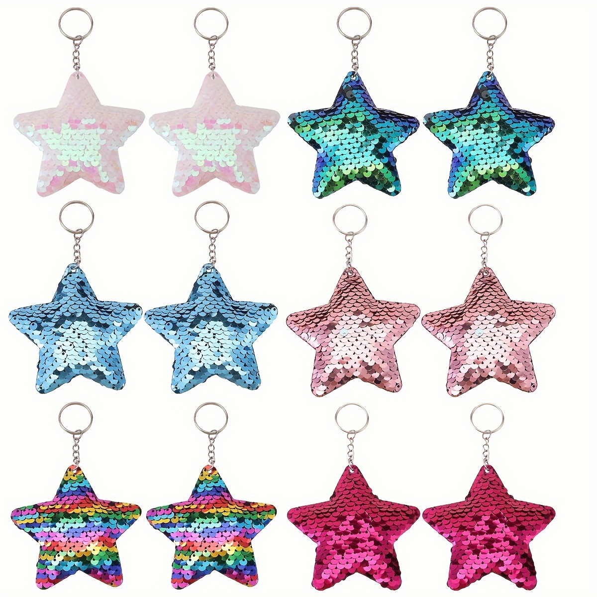 

12pcs Sequin Keychain Glitter Double-sided Decoration Key Chain Suitable For Party Activities Gifts Birthday Supplies