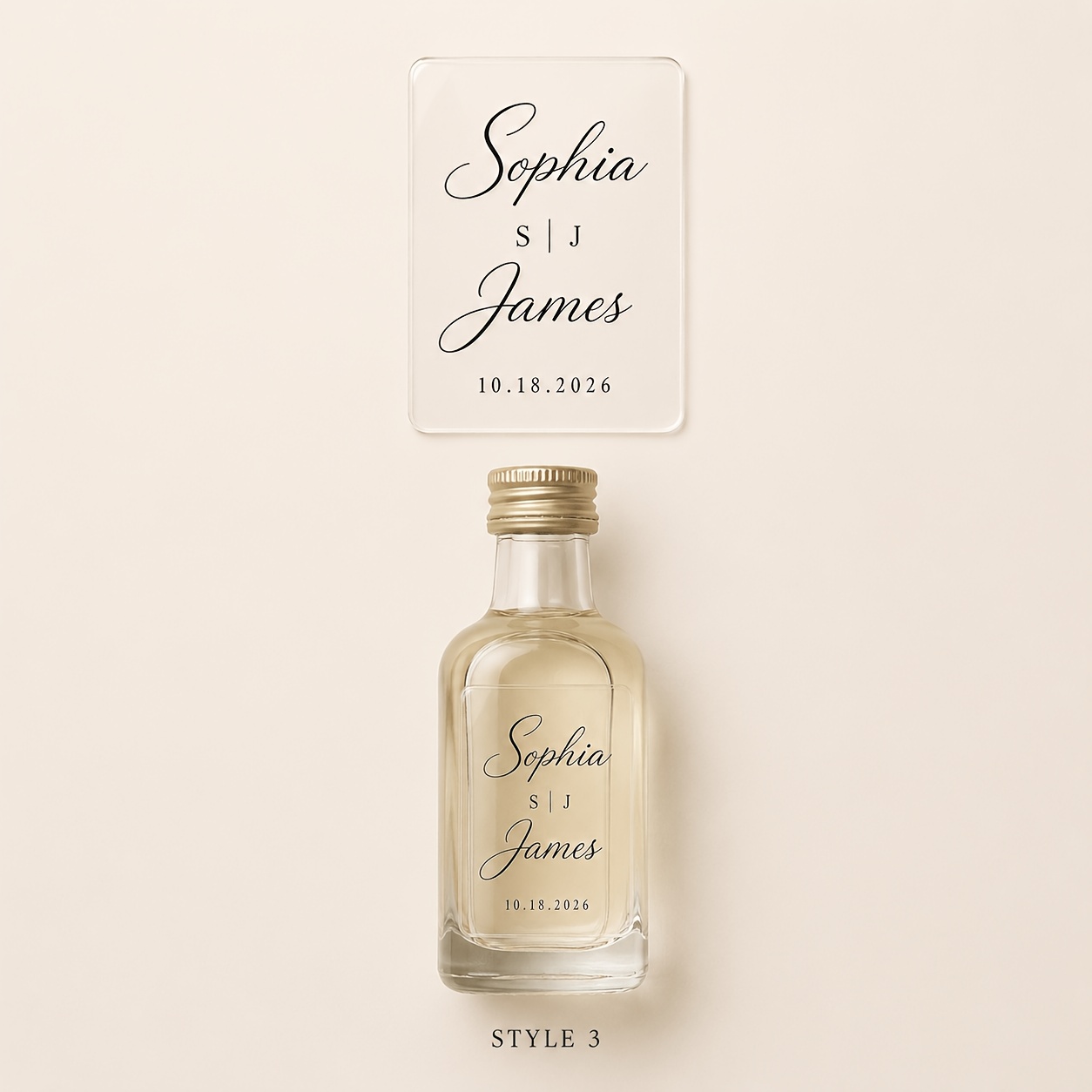 TEMU Personalized Transparent Mini Bottle Labels, Custom Initial Name Date Clear Stickers, For 50-100ml Mini Bottles, Wedding Favors, Bridal Shower,