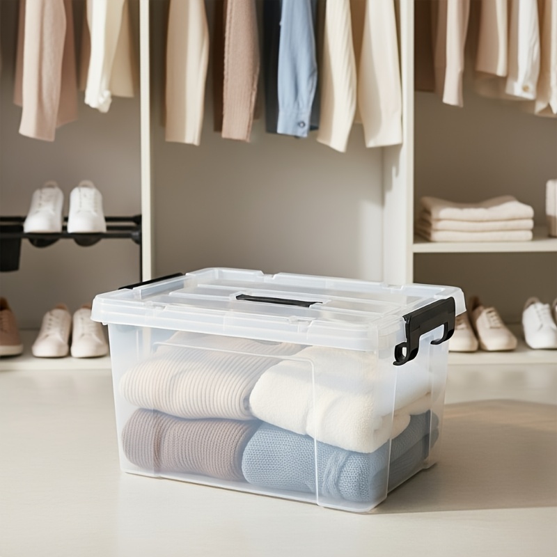 3pcs Large Clear Plastic Storage Boxes with Snap-Fit Lids