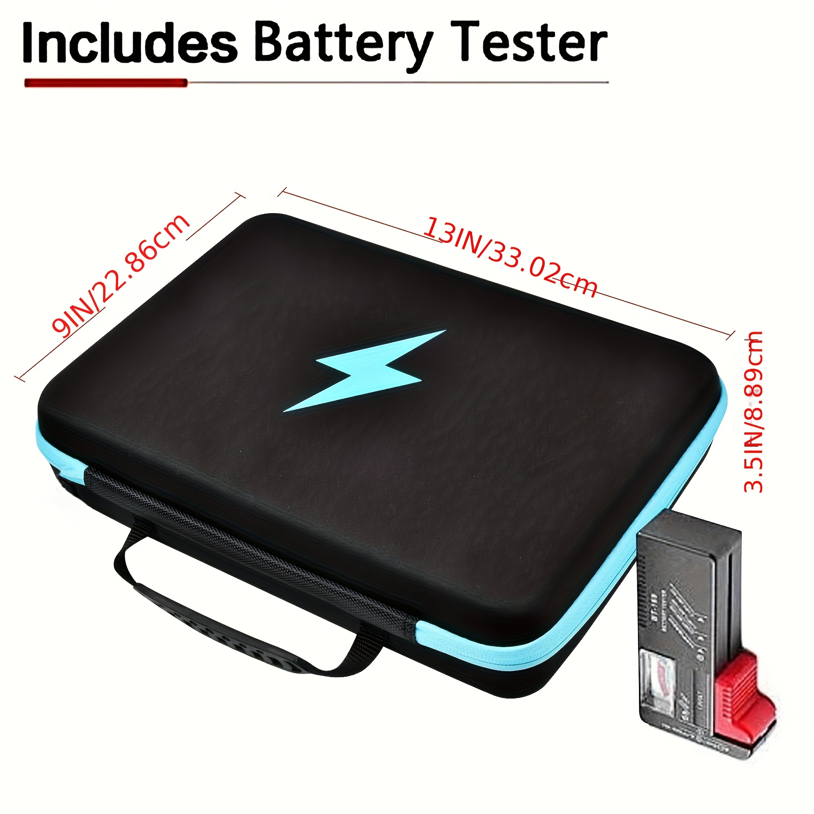 126 Battery Capacity Storage Box Battery Storage Case With Tester - Holds 126 Batteries (AAA, AA, C, D, 9V, 3V), Hard Shell Organizer Box Aaa Batteries