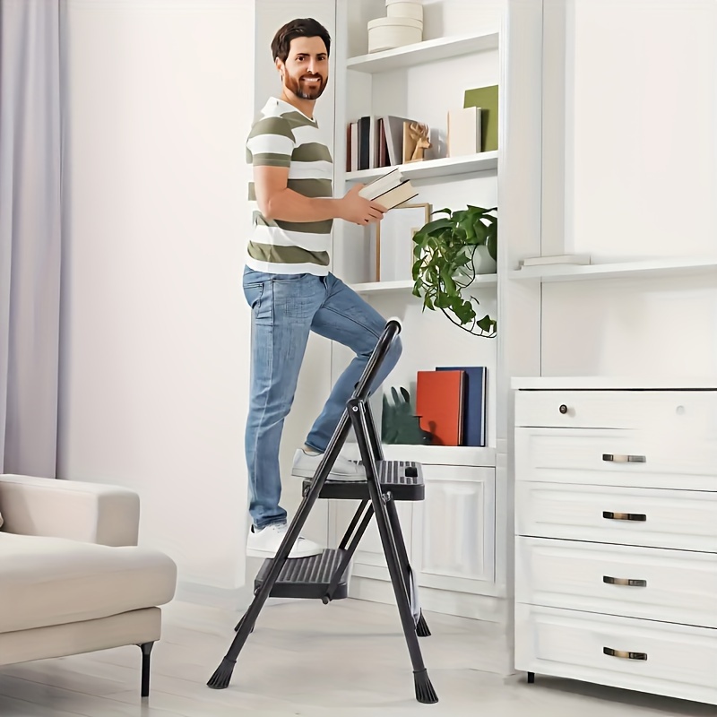 

Olixis Brand Ladder, 2 Compartment/3 Compartment Folding Stool With Wide Non-slip Treads, 800 Lb. Sturdy Steel Ladder, Convenient Grip, Lightweight, Portable,