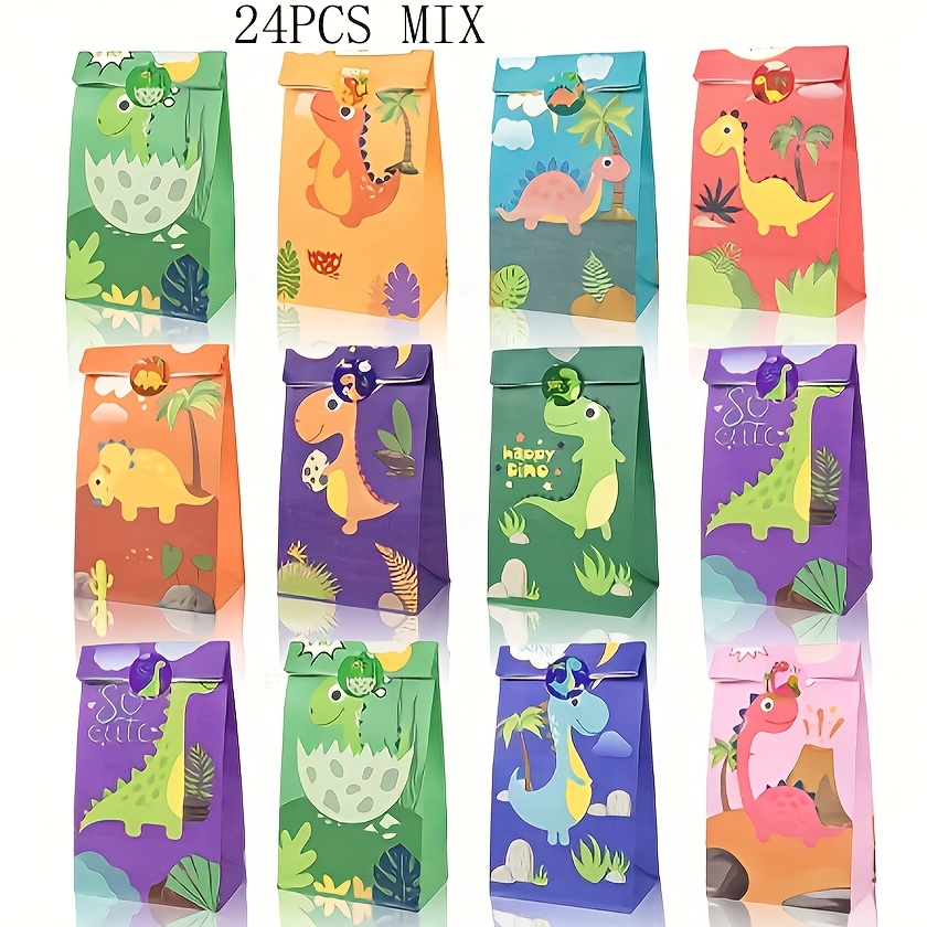 E-shop Geschenk für Sie/Ihn 24 Stück 24*13*8CM Kraftpapier Tasche Dinosaurier Muster Serie Geburtstags Party , Party Geschenktüten, Bedruckte Feiertags