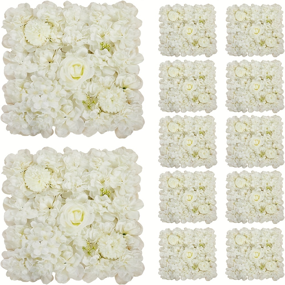 

12 Pcs 15x15 Inches White Flower Wall Backdrop 3d Floral Rose Wall Panels - Wedding Party Event Background Decorations