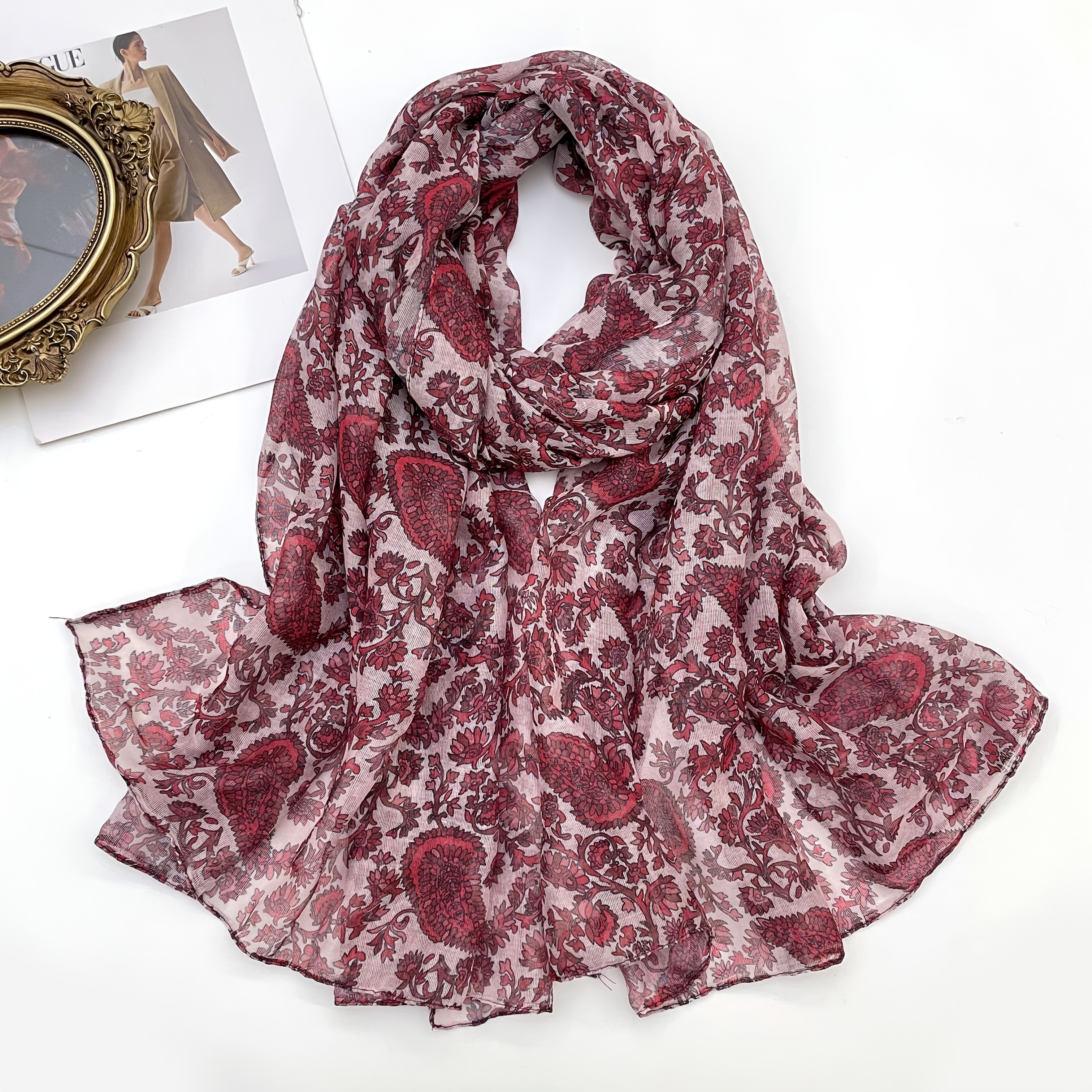 TEMU Bohemian Paisley, Made From Lightweight Breathable Fabric, Drapes As A Scarf, Shawl, Or Headband. Essential For And Fashionistas, Infusing