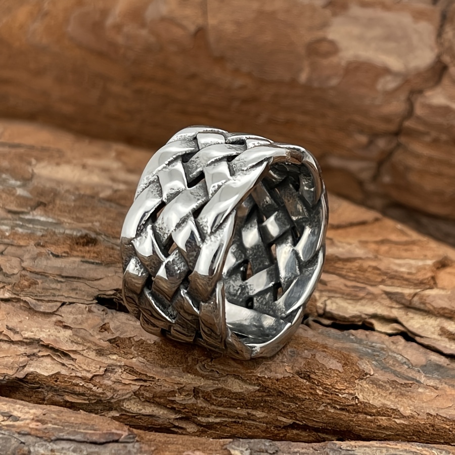 Image of The Popular Stainless Steel Viking Ring, With Its Exquisitely Woven Design- Nordic Symbols-is Ideal For And Party Dress-is A Fashion Gift For History Lovers