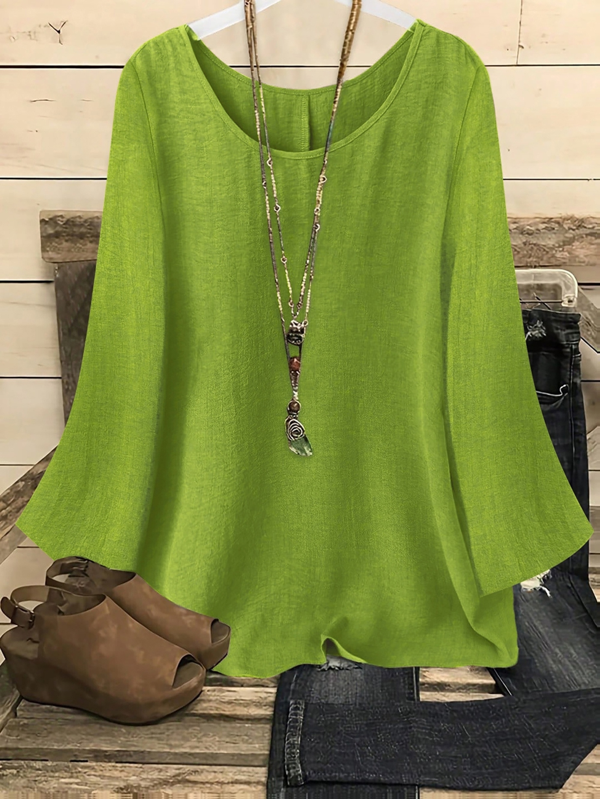 plus size plus size plus size womens casual vacation solid round neck long sleeve shirt additions not included