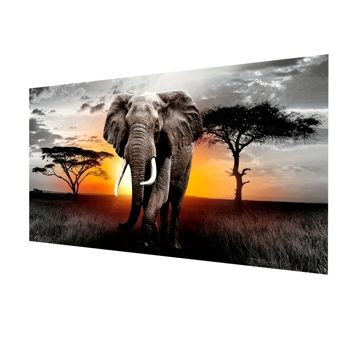 

5d Painting Kit, Sunrise Elephant, Large Acrylic Rhinestone Embroidery, Diy Mosaic Craft, Wall Hanging Decor, 40x70cm/15.75x27.56in