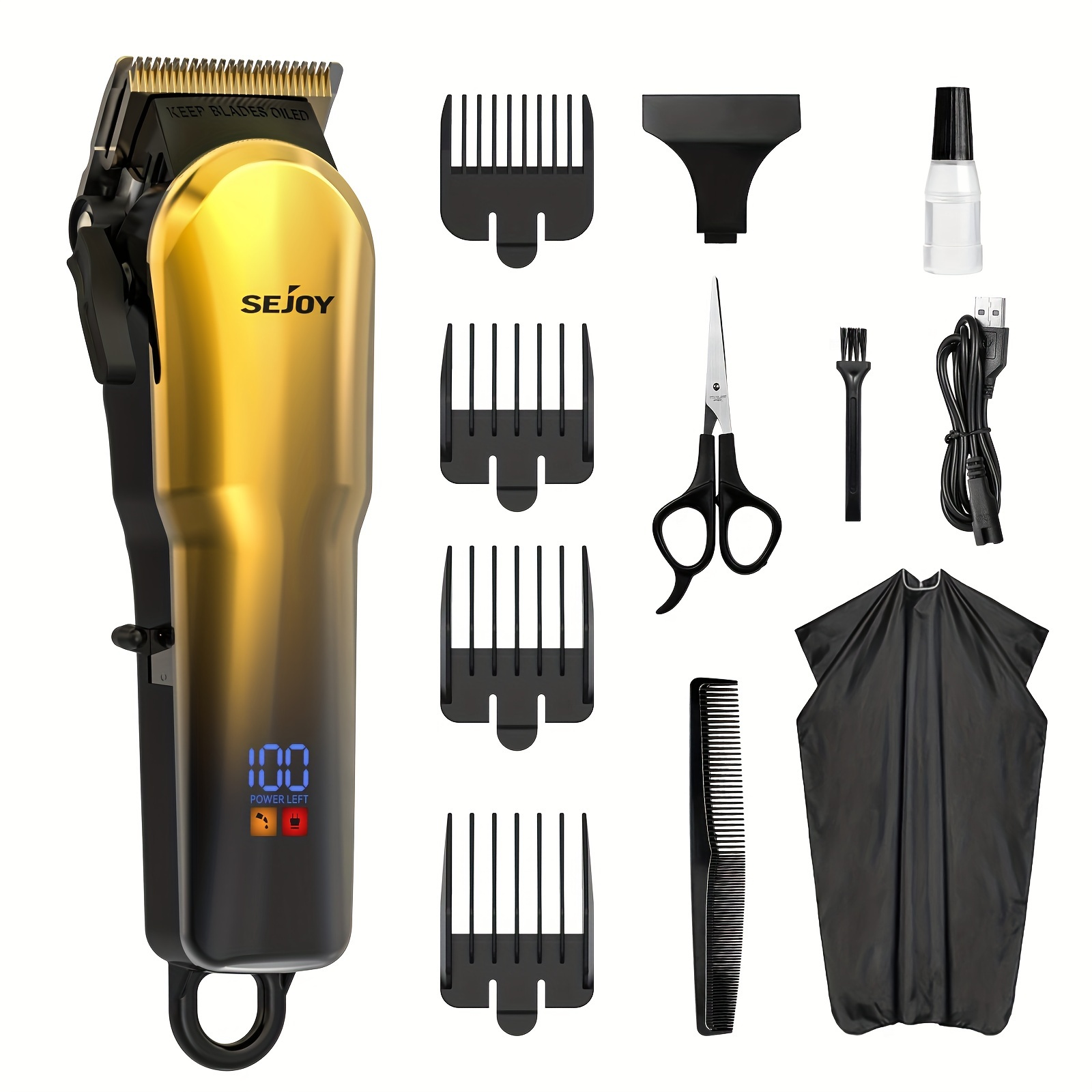 

Professional Hair Clipper, Cordless Barber Hair Grooming Kit, Professional Hair Trimmer & Beard Trimmer With Led Display, Usb Rechargeable Home Haircut Set For Men, Women And Children