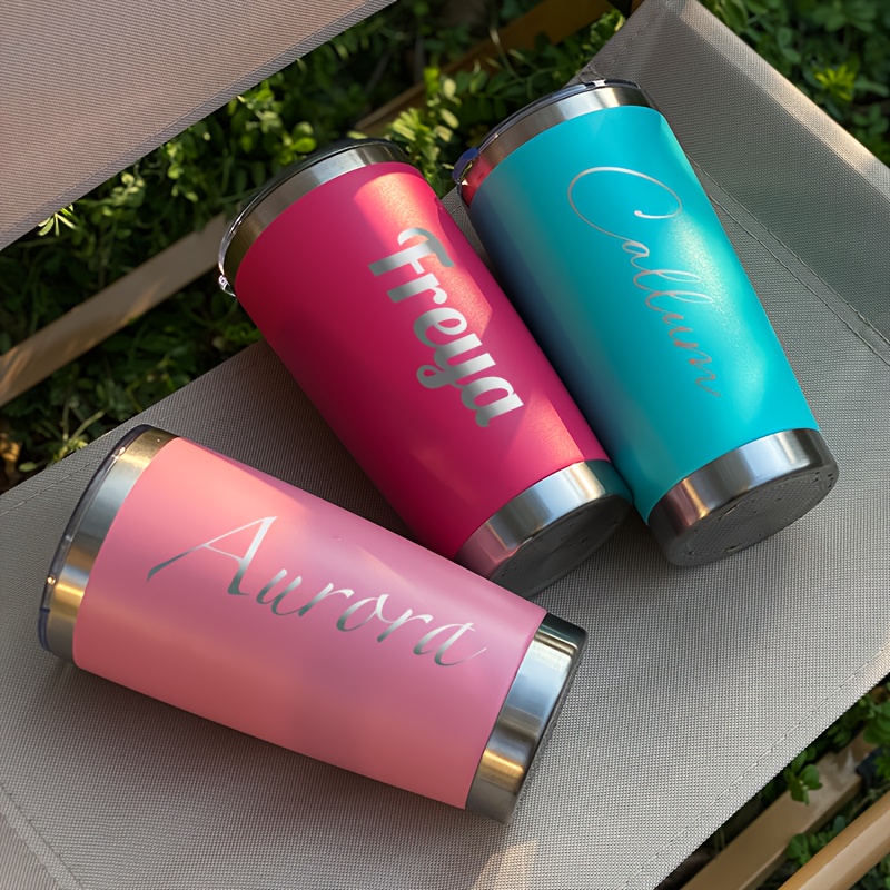 [Custom] 20Oz Stainless Steel Insulated Tumbler- Personalized  Laser-Engraved Name, Vacuum Insulated& Leakproof, Perfect  Bridesmaid/Wedding/Mother'S Day/Christmas/Birthday Gifts for Him/Her& Family