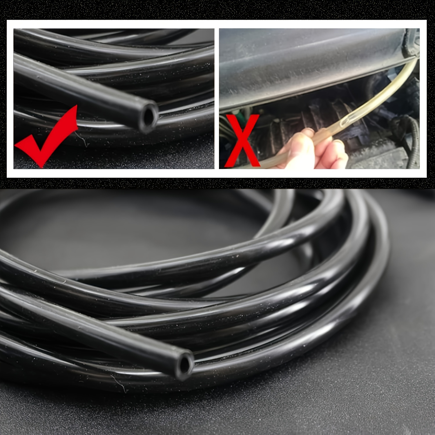 Tesnaao 30 PCS Car Windshield Washer Hose Kit, 13.1Ft Washer Fluid Hose & T-type Y-type I-type Hose Connector, Connect Water Pump And Nozzle Mounting Kit, Universa Replace Accessories For Car (Black