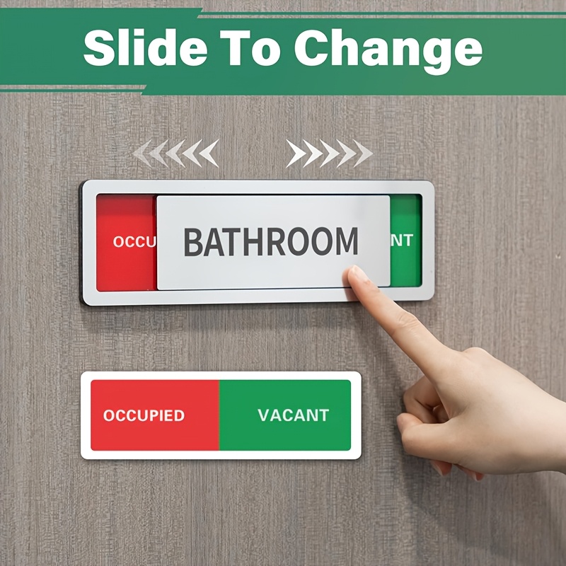 TEMU [2d Flat] Bathroom Sign, Restroom Door Sign, /in Use Private Restroom Slider Sign, Self-adhesive Bathroom Door Sign, Suitable For Commercial,
