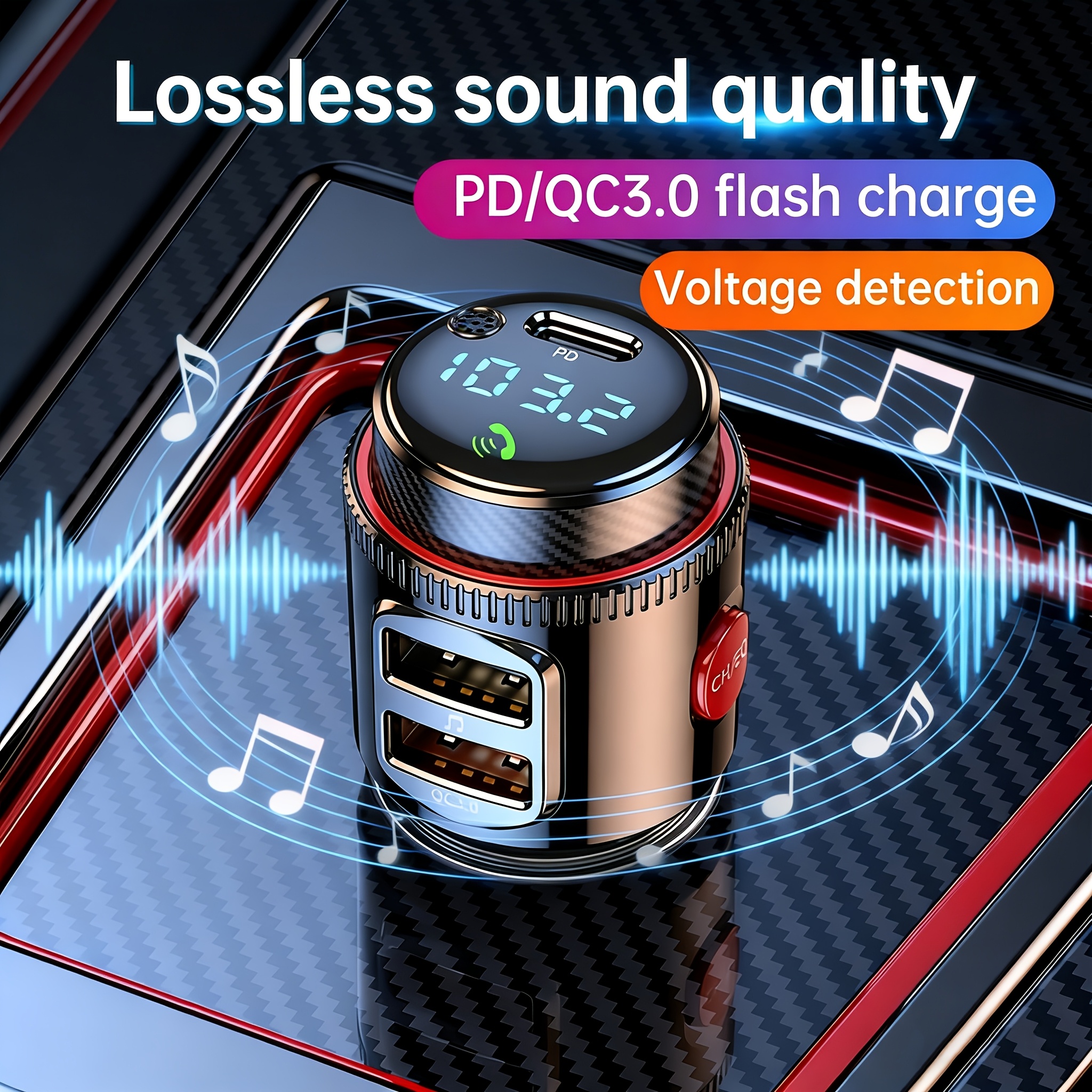 1pc Onboard MP3 Player Wireless Onboard Multipurpose Charger USB/PD Support | Speaker Call And Onboard Power Onboard Multipurpose Onboard Additions | Available for Multiple Vehicles