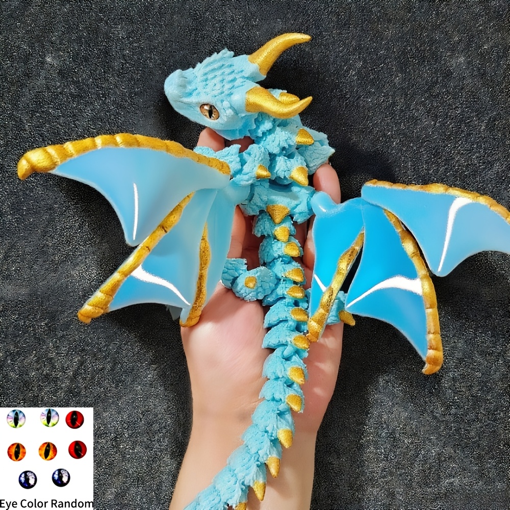 Image of 3d Printed Dual-horned Dragon Statue | & Hybrid-color Scales, Random Eye Color - Articulated Model For Battery- Decor