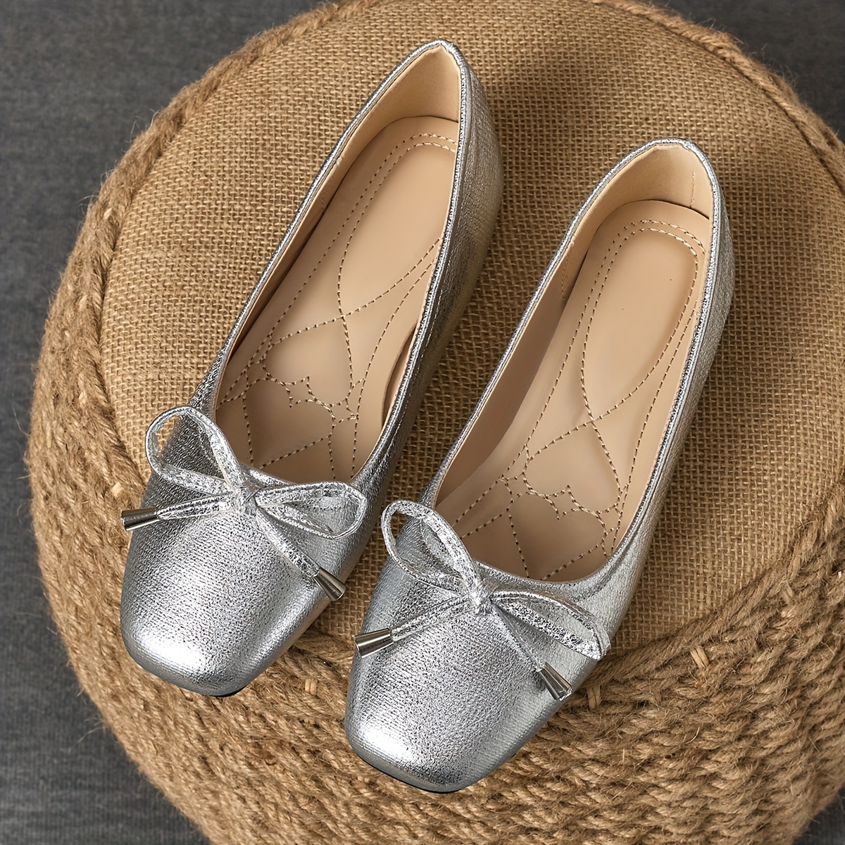 Dames Vierkante * Platte Balletschoenen met Strik - Comfortabel - Zachte Vierkante * & Gevoerd - * * Casual & Chique Schoenen (Niet Wasbaar), Dames Schoenen