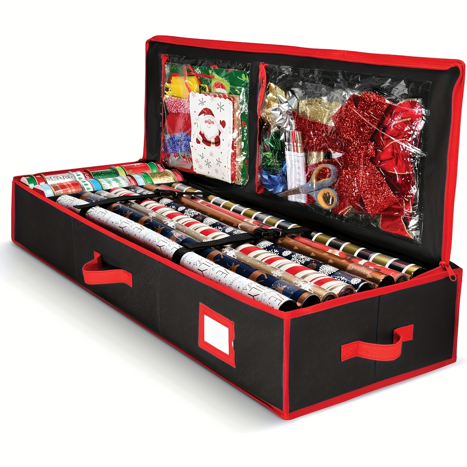 TEMU Heavy Duty Packaging Paper Storage Bag Red, Christmas Packaging Paper And Gift Bag Storage Bag, Packaging Paper Storage Container, Holiday