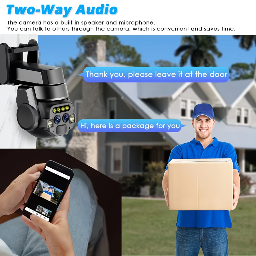 Cámara de seguridad PTZ inteligente de doble lente Jaxcam de 8MP con seguimiento automático por IA, zoom de 10X, visión nocturna a todo color, audio bidireccional, detección humana, WiFi, compresión H.265+, almacenamiento en la nube/tarjeta TF, alertas móviles, control remoto, vigilancia interior/exterior, montaje en techo/pared, compatible con la aplicación CareCamPro, cámara de seguridad para exteriores, cámara de seguridad moderna, grabación de alta resolución, CCTV tipo coreano para exteri