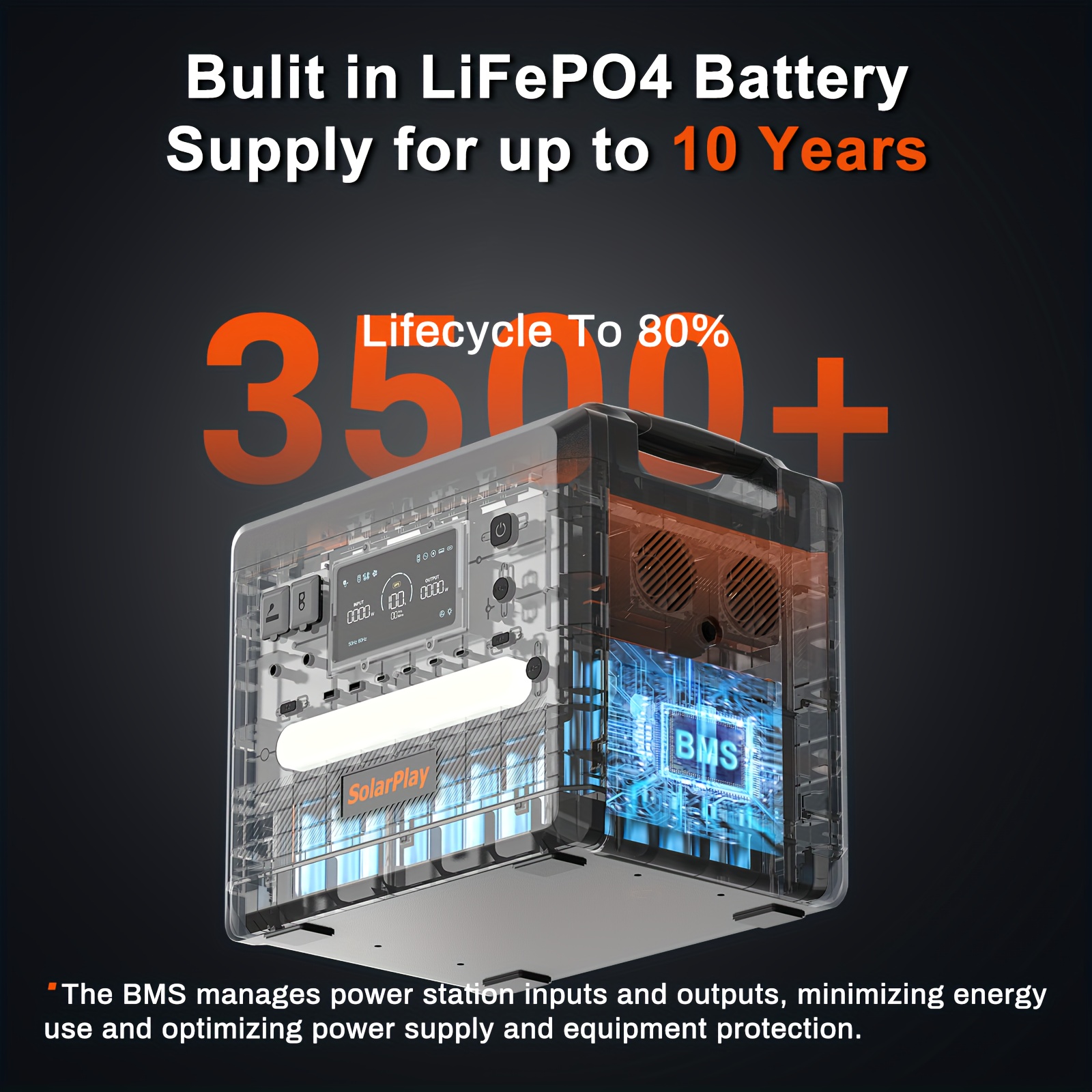 portable power station 2304wh high capacity solar generator lithium iron phosphate battery 4 ac power outlets with 4800w   power suitable for   and outdoor backup battery emergency power station Product details 1