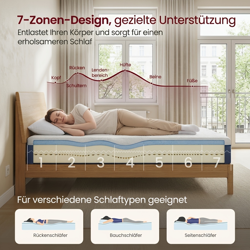 Mattress, Gel Memory Foam Mattress, Medium Firm, H3, 7-zone Support, Breathable And , Breathable, Removable, Machine Washable Cover, Thick, Multiple Sizes , 20cm Height, Blue