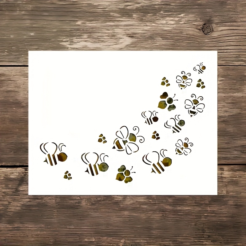 Šablóna na maľovanie včelieho umenia - 11,7 x 8,3 palca umývateľná opakovane použiteľná plastová šablóna, nástroj na maľovanie na stenu/drevený nábytok/dekorácia plátna