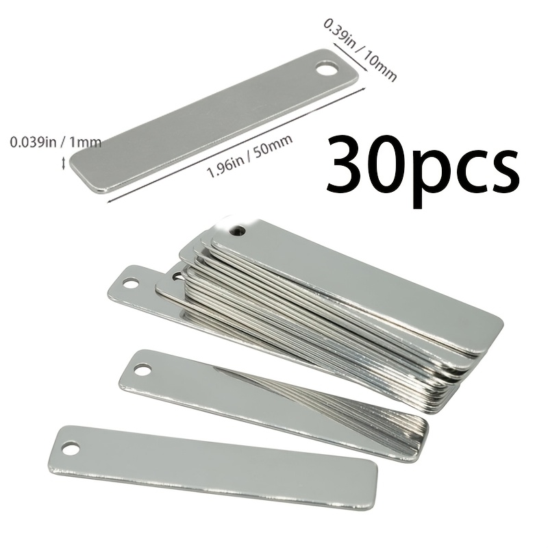 TEMU Available In 10/20/30pcs, Stainless Steel Rectangular Blank Tags With 1-hole Design For Hanging Use. Ideal For Making Jewelry Such As Badges,