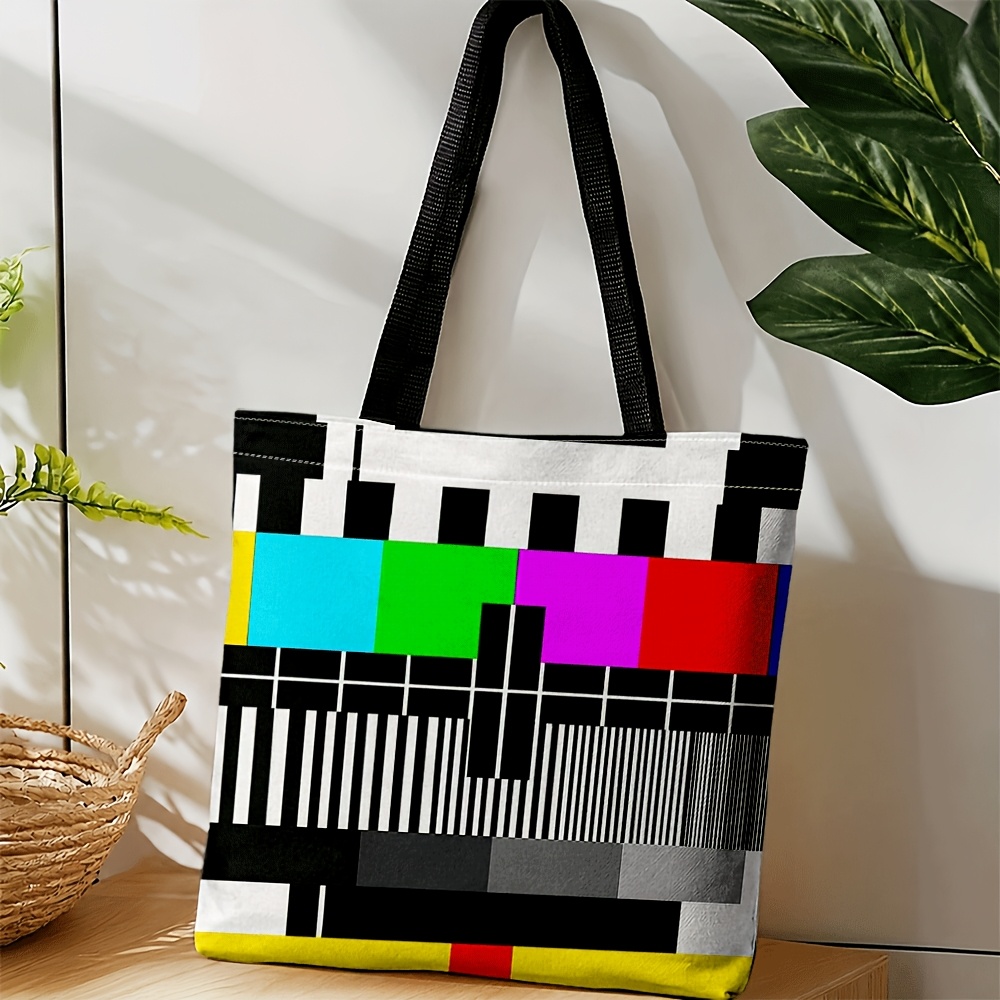 TEMU 1 Bolso bandolera y de para , diseño de bloques de color con de prueba de TV vintage, bolso de y bandolera de uso, elegante y , unisex, para