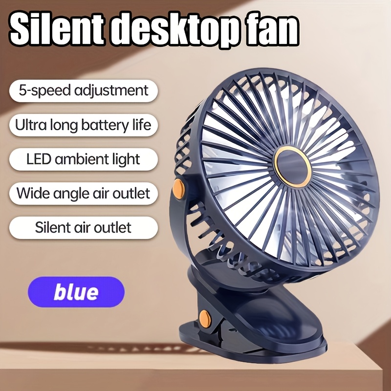 Upgraded 3-in-1 Portable Misting Clip-on Fan, Usb Fast Charging, Equipped With Led Night Light, 720° Rotating Cooling Airflow, Silent Continuous Operation, 5- Adjustment, Brushless Motor