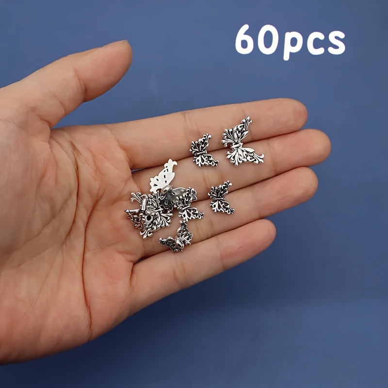 TEMU 60pcs Of -shaped Spacer Beads, Alloy Double-sided Textured Perforated Loose Beads, Three-dimensional Hollow Patterned Beads With Through Holes,