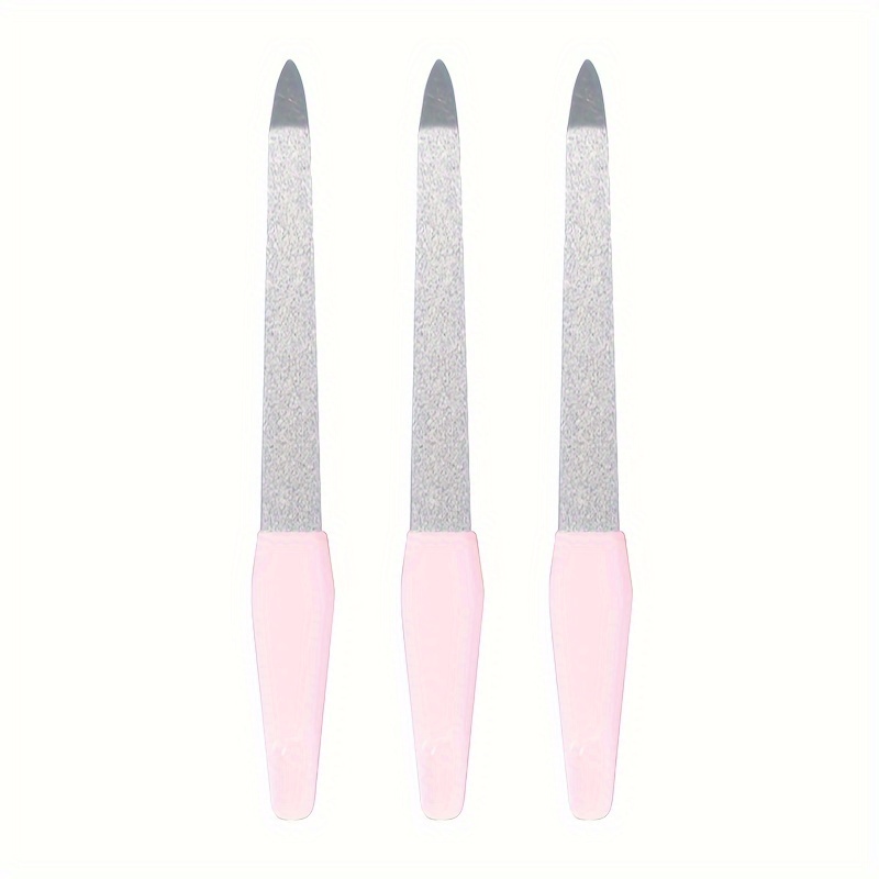 3pcs Stainless Steel Nail Files - Double-sided, Washable Manicure Tools For Smooth & Shiny Nails