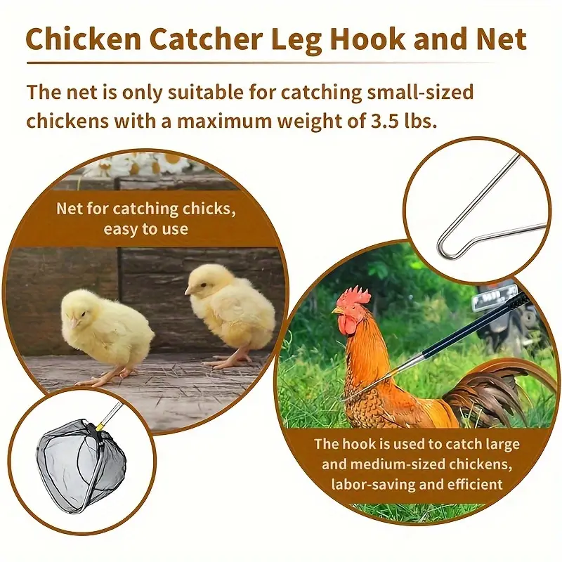 1set Chicken Catcher Tool Kit, Chicken Net Chicken Catcher Leg Hook,  Stainless Steel Retractable Chicken Catcher, Farm Tool For Poultry Chicken  Turkey