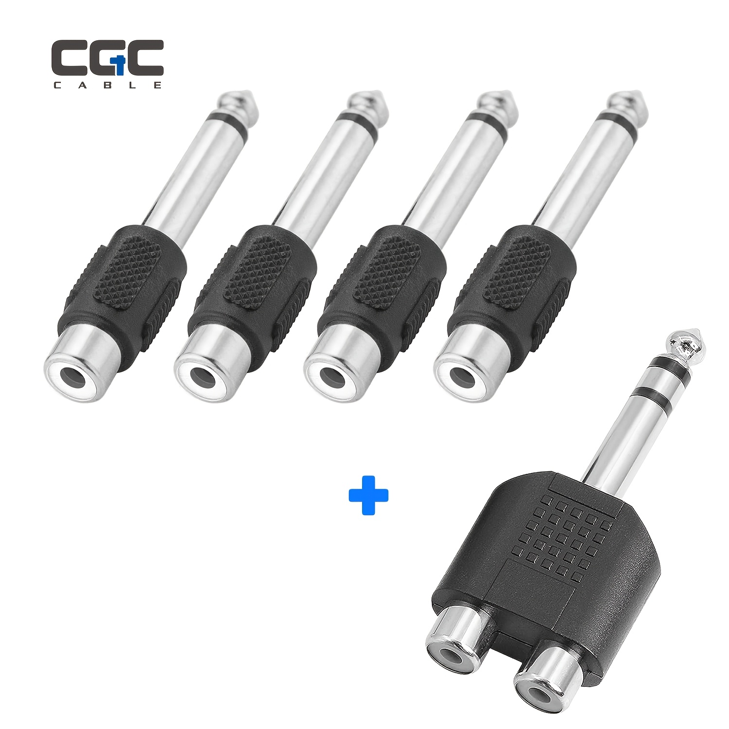 TEMU Kit adattatore audio da 6, a RCA, connettore da 1/4" a RCA e divisore a Y per amplificatori, mixer e altoparlanti
