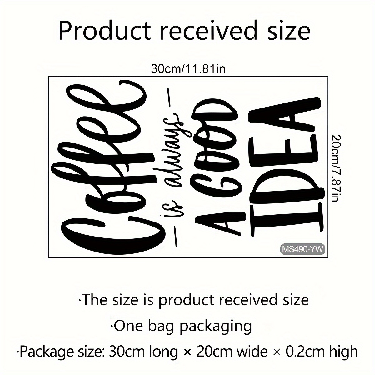 Image of A Self-adhesive Wall Sticker Featuring 'coffee' In English, Measuring 20x30cm, Designed For Decorating Background Walls (ms490-yw)